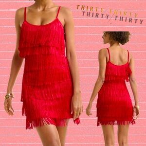 Elegant Red Fringe Mini Dress